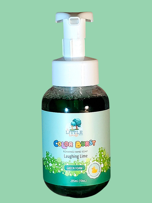 Non-toxic Colorful Foaming Hand Soap for Kids. Green Foam. Lime Fragrance.