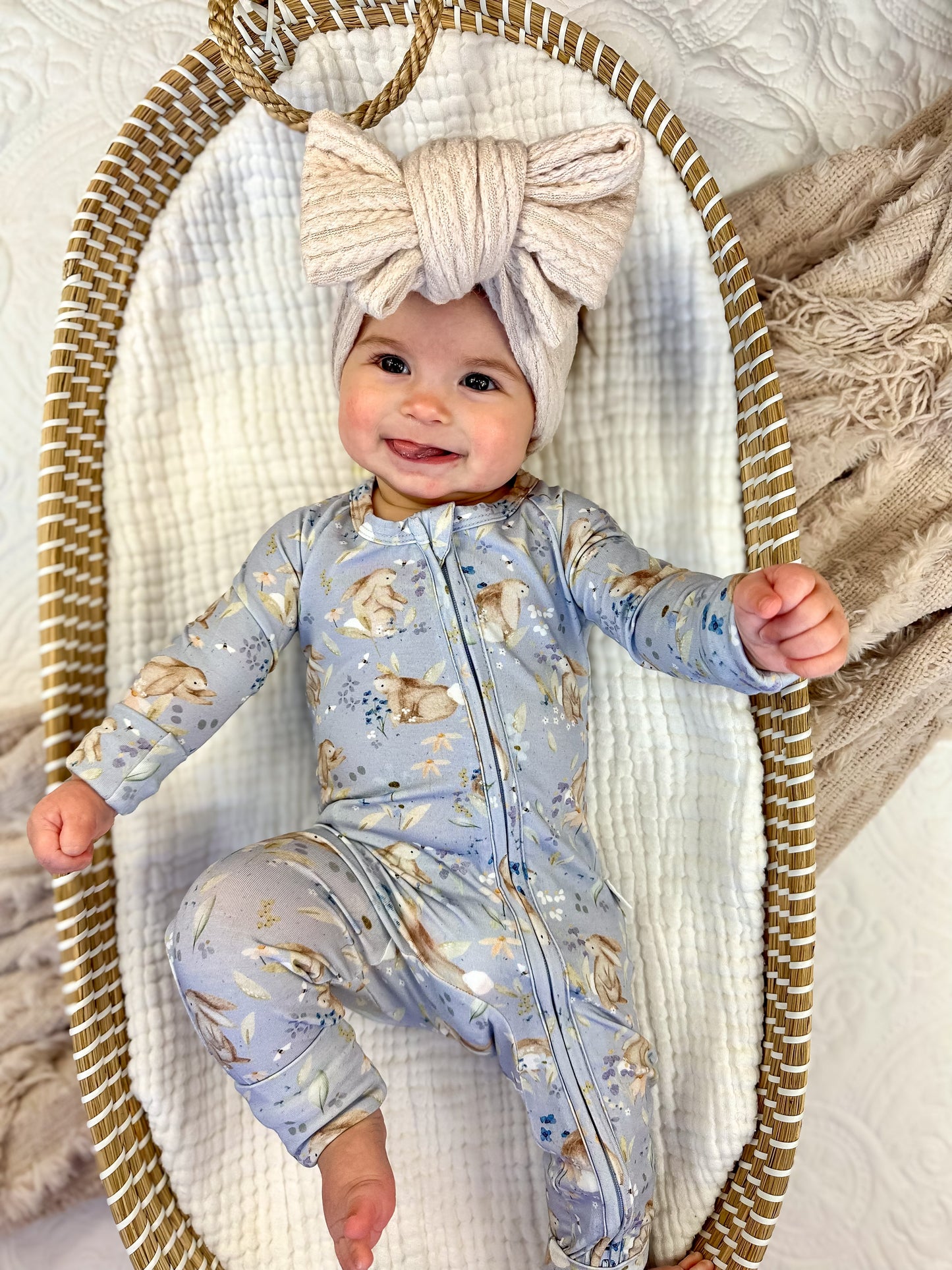 Bunny Blossoms Bamboo Zippy Pajamas