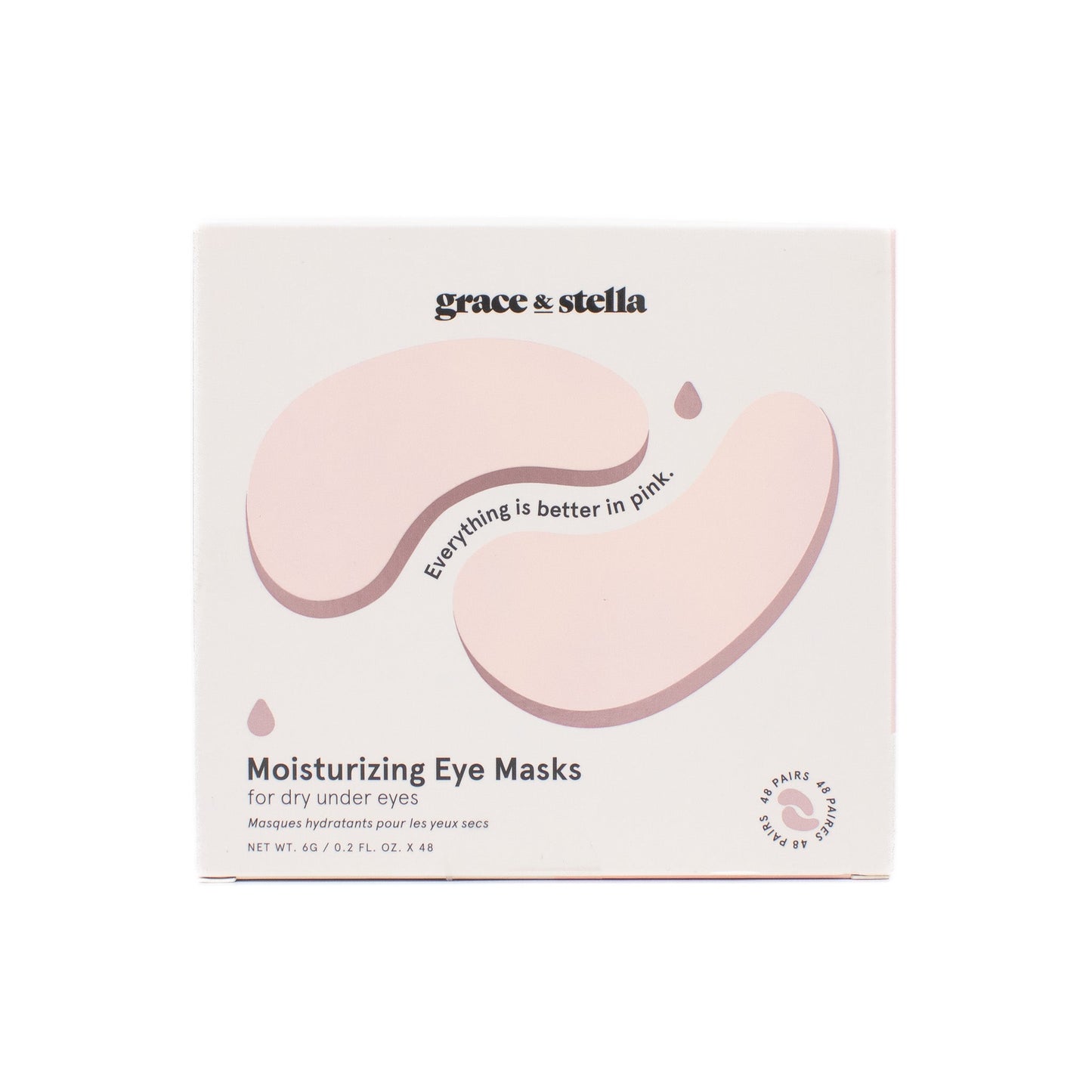 Grace & Stella Moisturizing Pink Eye Masks 48 Pairs - New