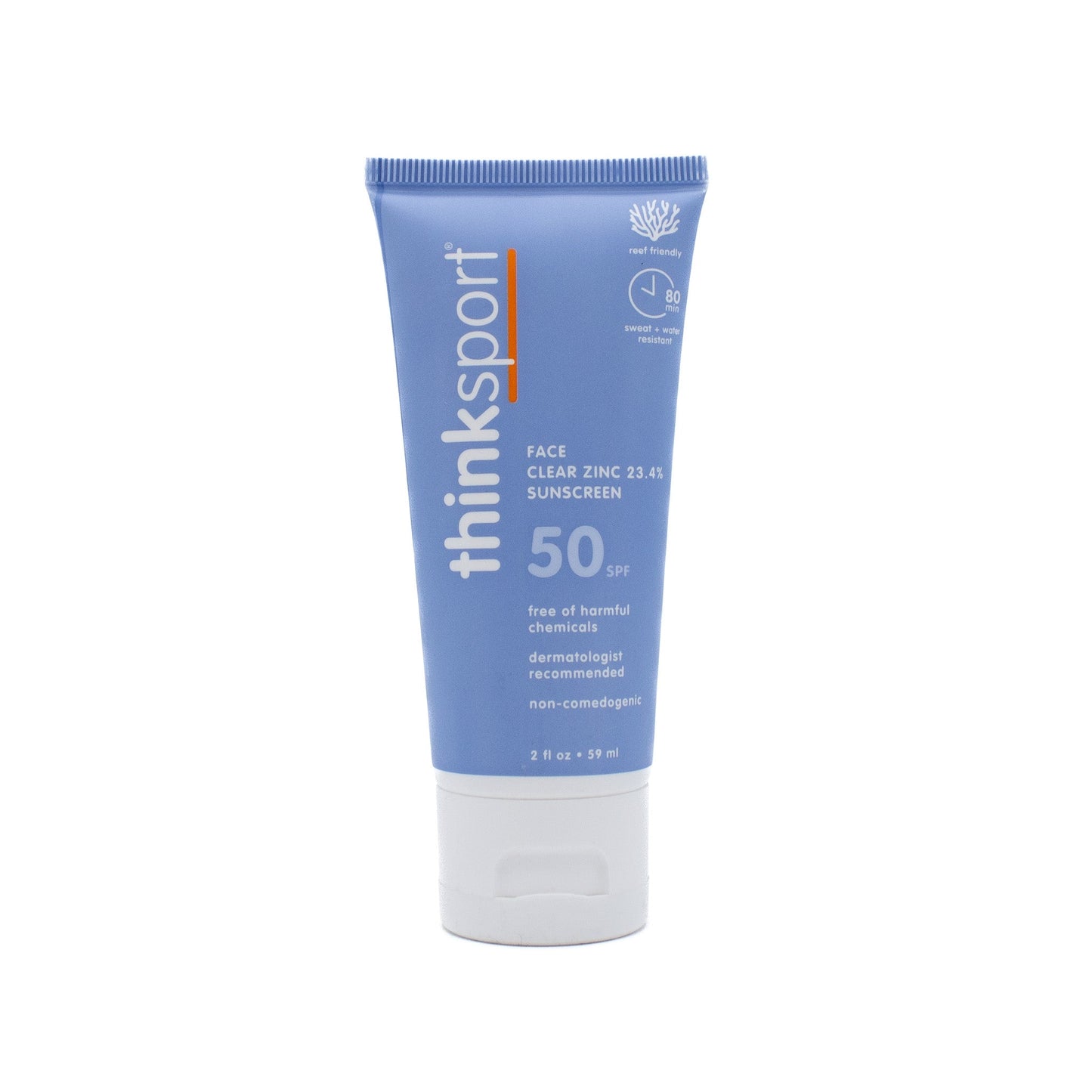 thinksport Clear Zinc Face Mineral Sunscreen Lotion SPF 50 2oz - New