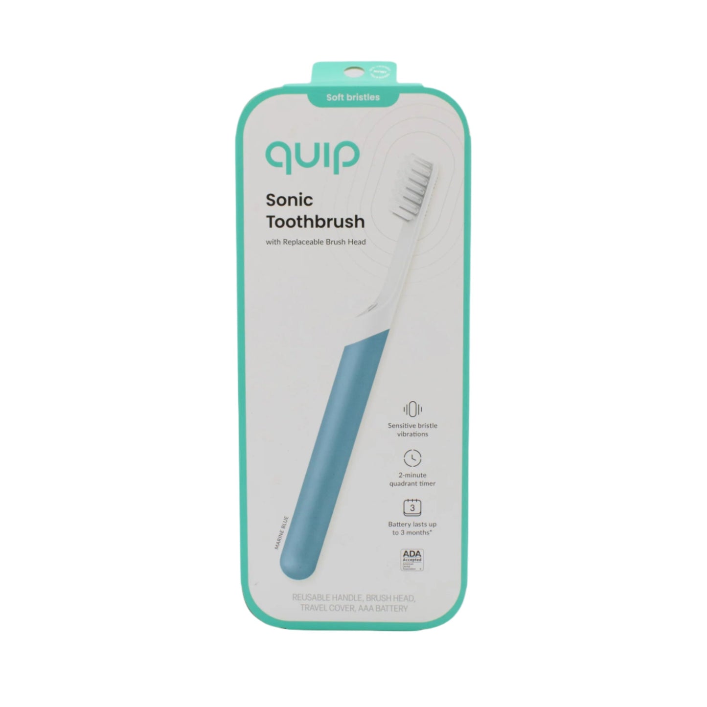 quip Sonic Battery Operated Toothbrush in White / Blue - New