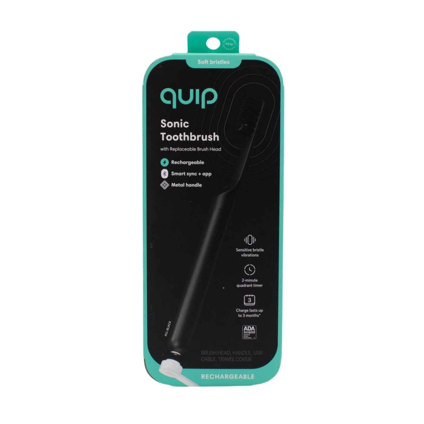 quip Smart Rechargeable Sonic Toothbrush in Black - New