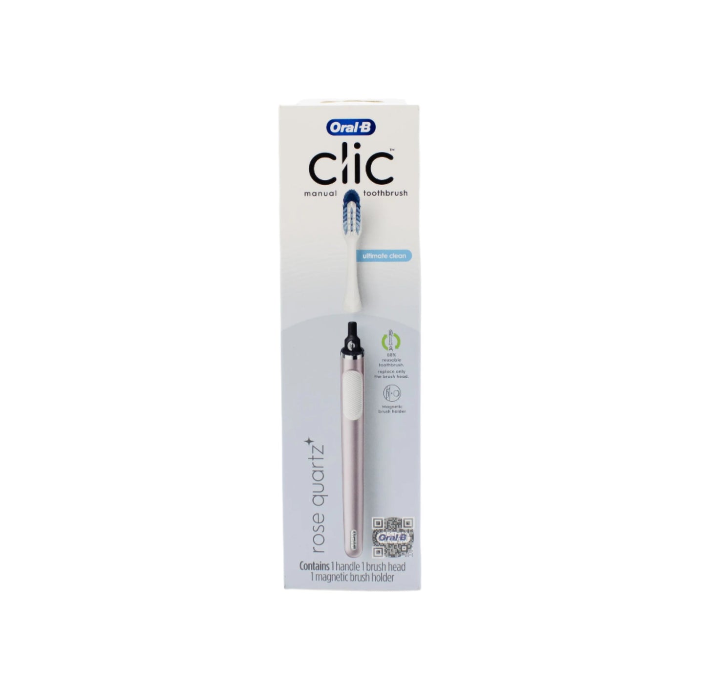 Oral-B Clic Manual Toothbrush with Replaceable Brush Head ROSE QUARTZ - New