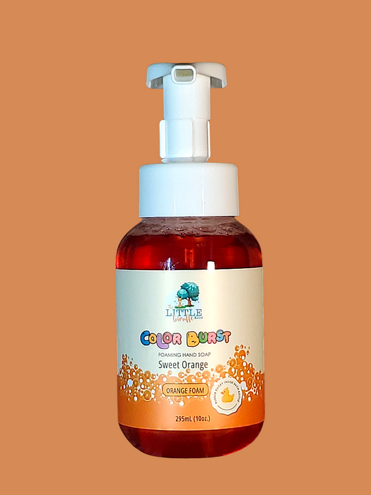 Non-toxic, Colorful Foaming Hand Soap for Kids. Orange Foam. Fragrance Sweet Orange.