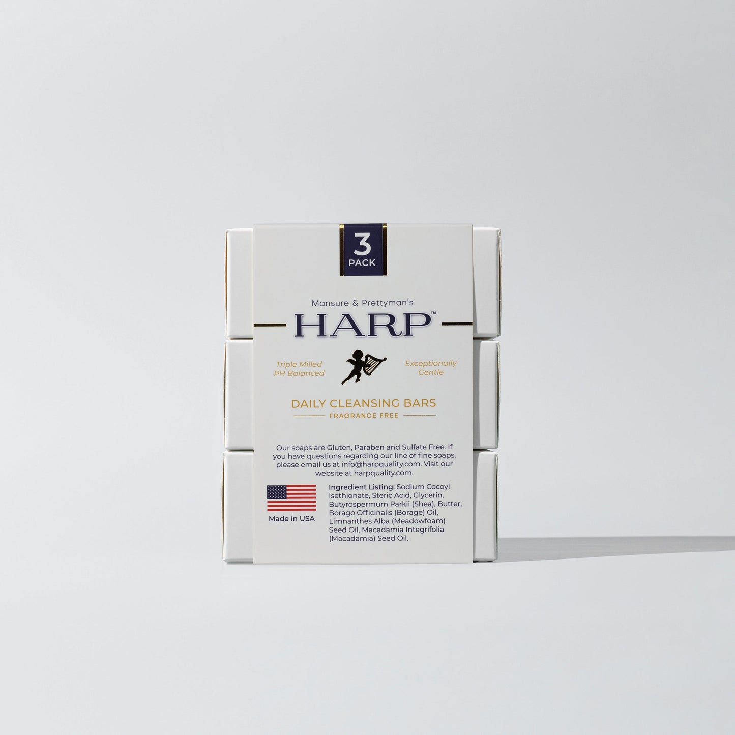 HARP® Fresh Sport Body Wash Bar – pH Balanced (5.0–6.0) Syndet Cleanser, Soap-Free & No Lye, Non-Comedogenic, Gentle for Sensitive & Dry Skin, With Shea Butter & Borage Oil