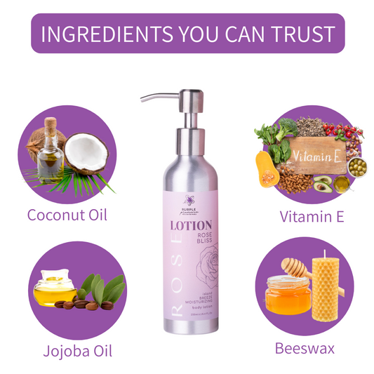 Natural Body Lotion (Rose or Coconut) Deep Moisturizing for All Skin Types