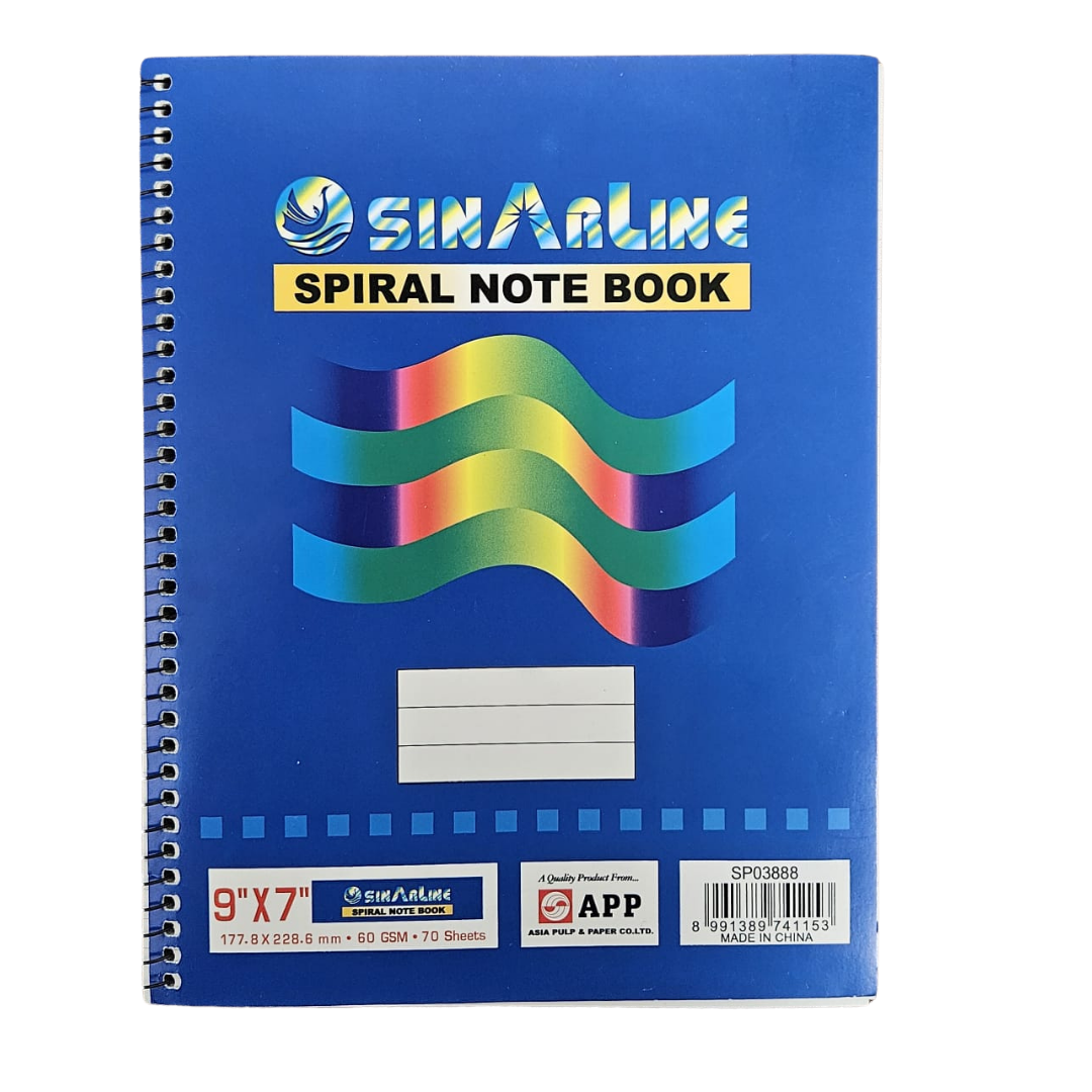 SinAline Spiral Note Book (9″×7″, 80 Sheets)