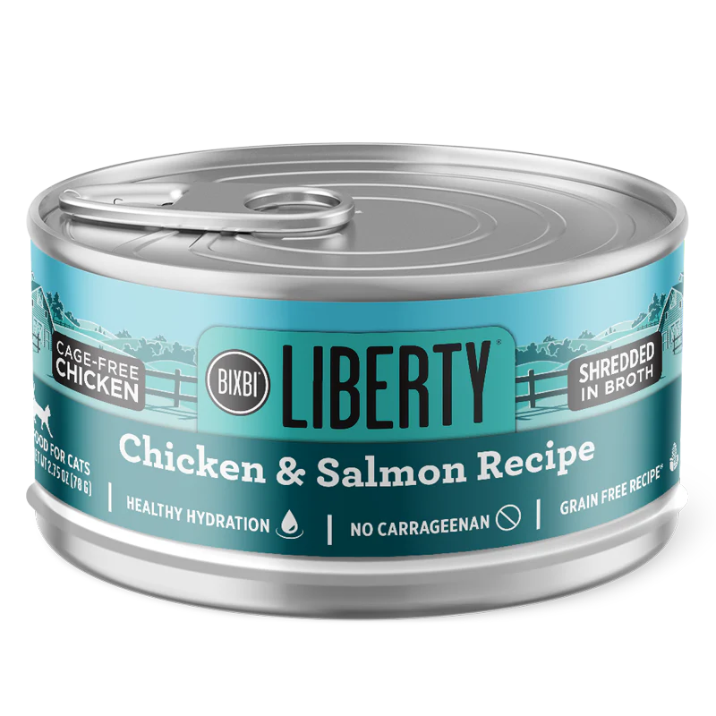 Bixbi Liberty Chicken & Salmon Shreds, 2.75 oz (Case of 24) - Grain-Free Cat Food