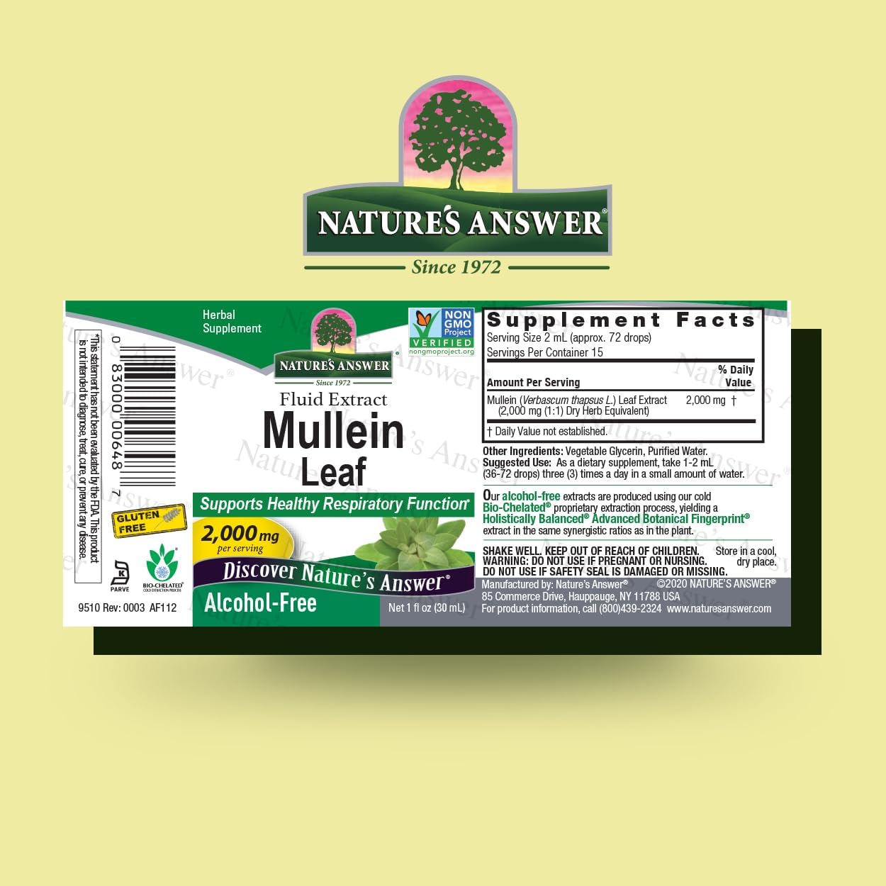 Nature's Answer Mullein Leaf Extract (Alcohol-Free) - Respiratory Support