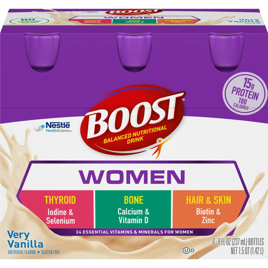Nestle Boost Women Balanced Nutritional Drink, Very Vanilla, 8 oz bottle, CS/24