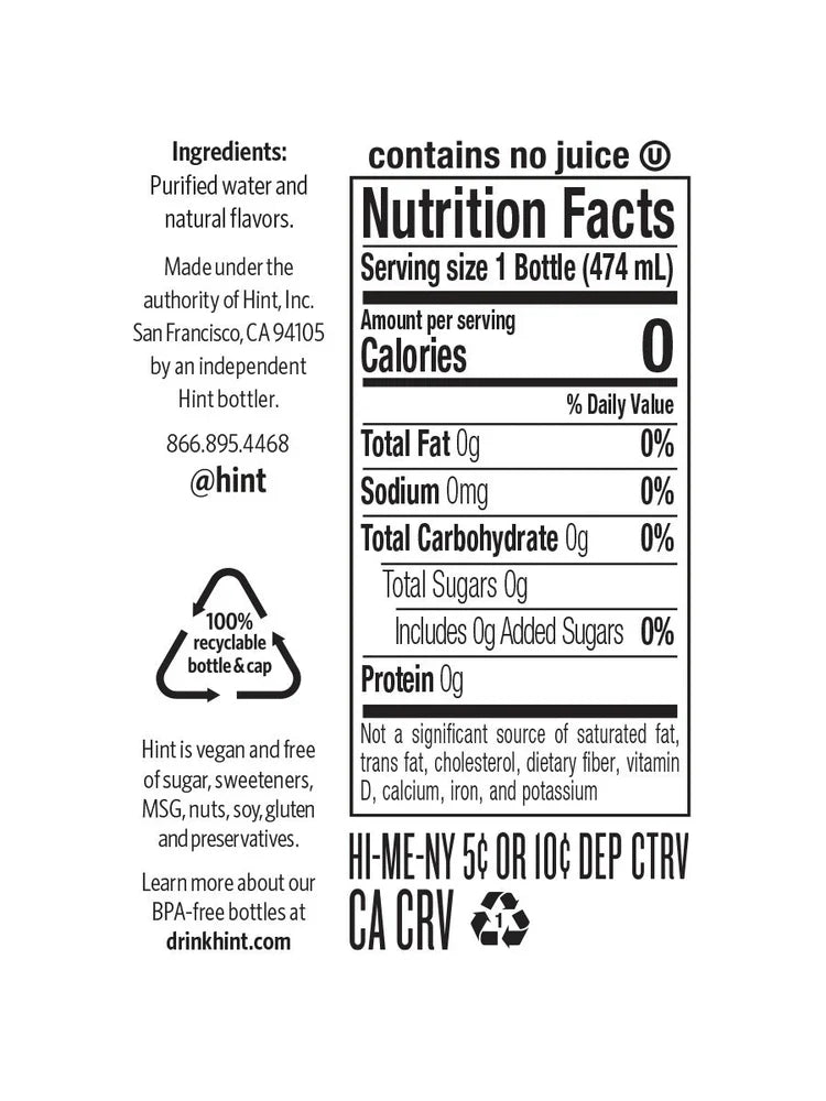 Hint Peach Water 16 Fl Oz. I 12-Pack