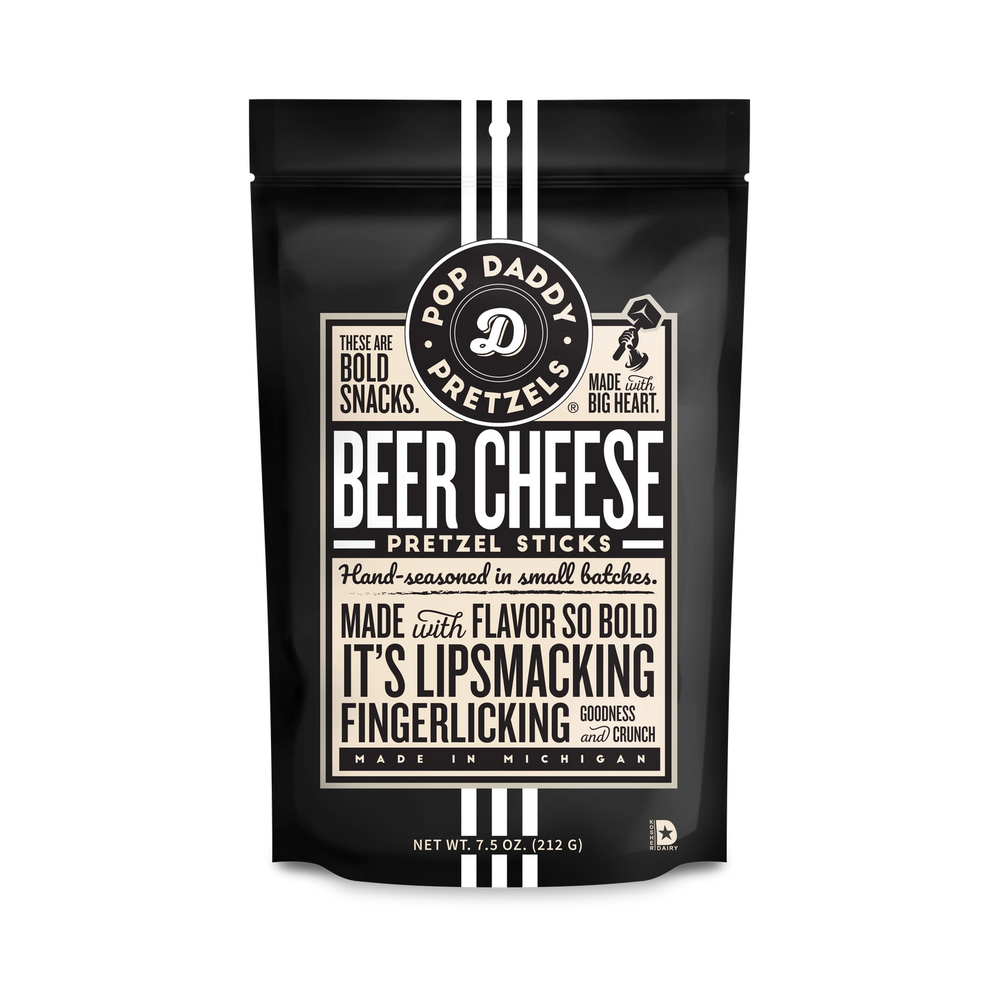 Pop Daddy - Pretzel Sticks Beer Cheese, 7.5 oz (Pack of 12) - Snack Food Case