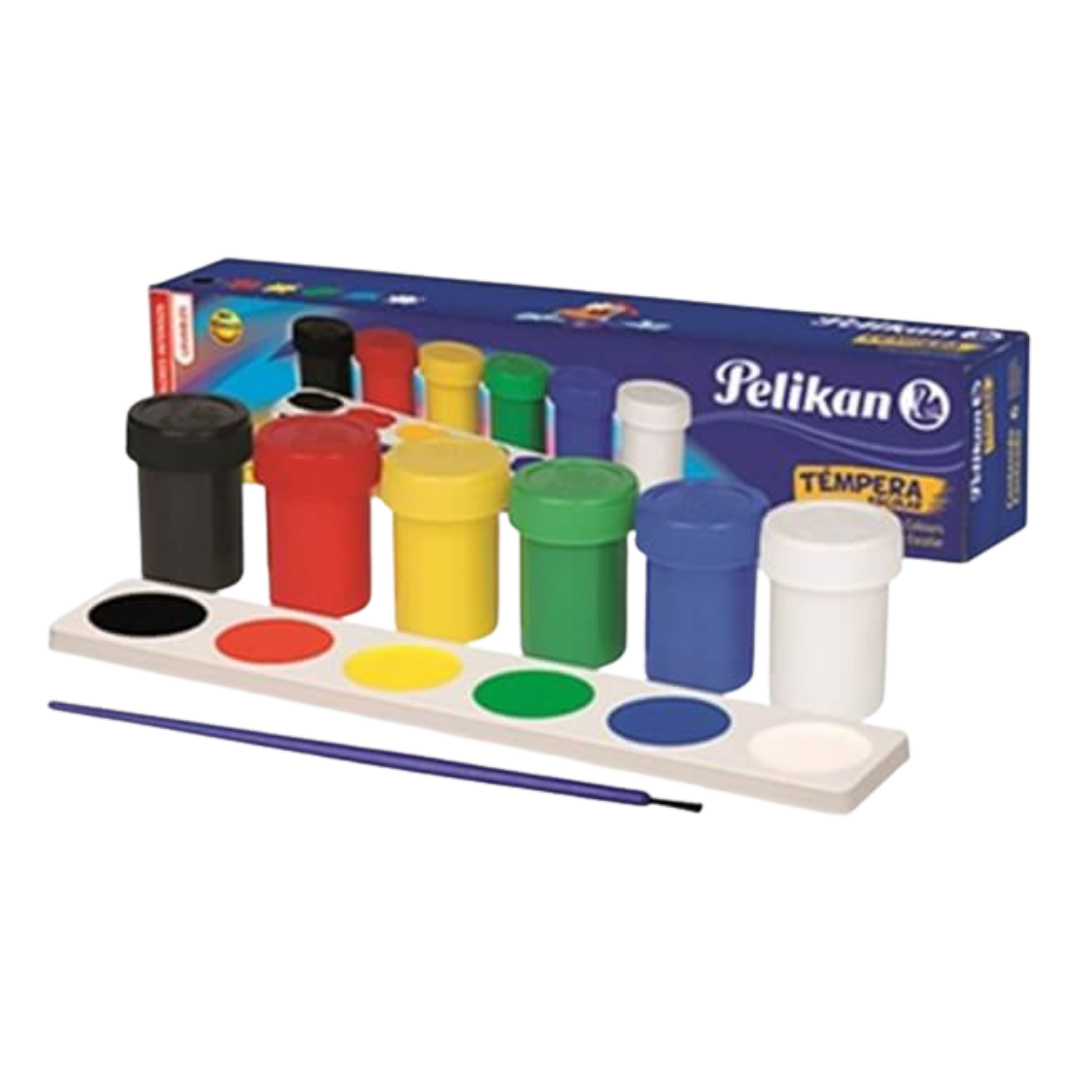 Pelikan Tempera Paint Set (6 colors + brush)