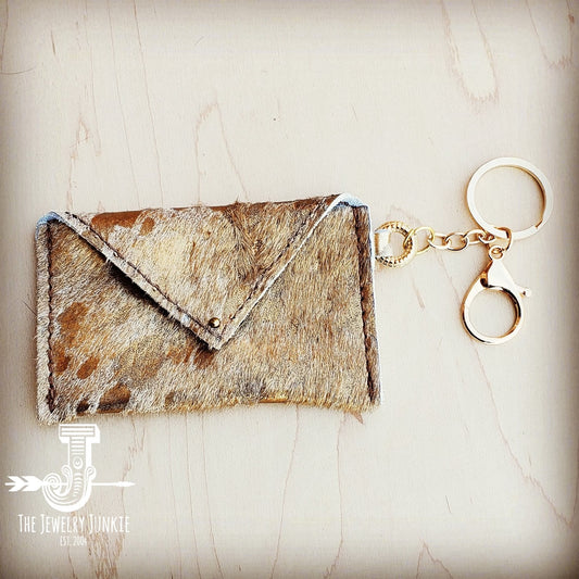 **Sierra Credit Card Wallet-Hair on Hide Brown and Gold (600t)