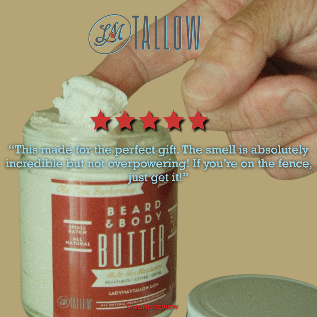 Old Time Barbershop Natural Tallow Beard & Body Butter for Men| All-Natural Beard Butter & Skin Care