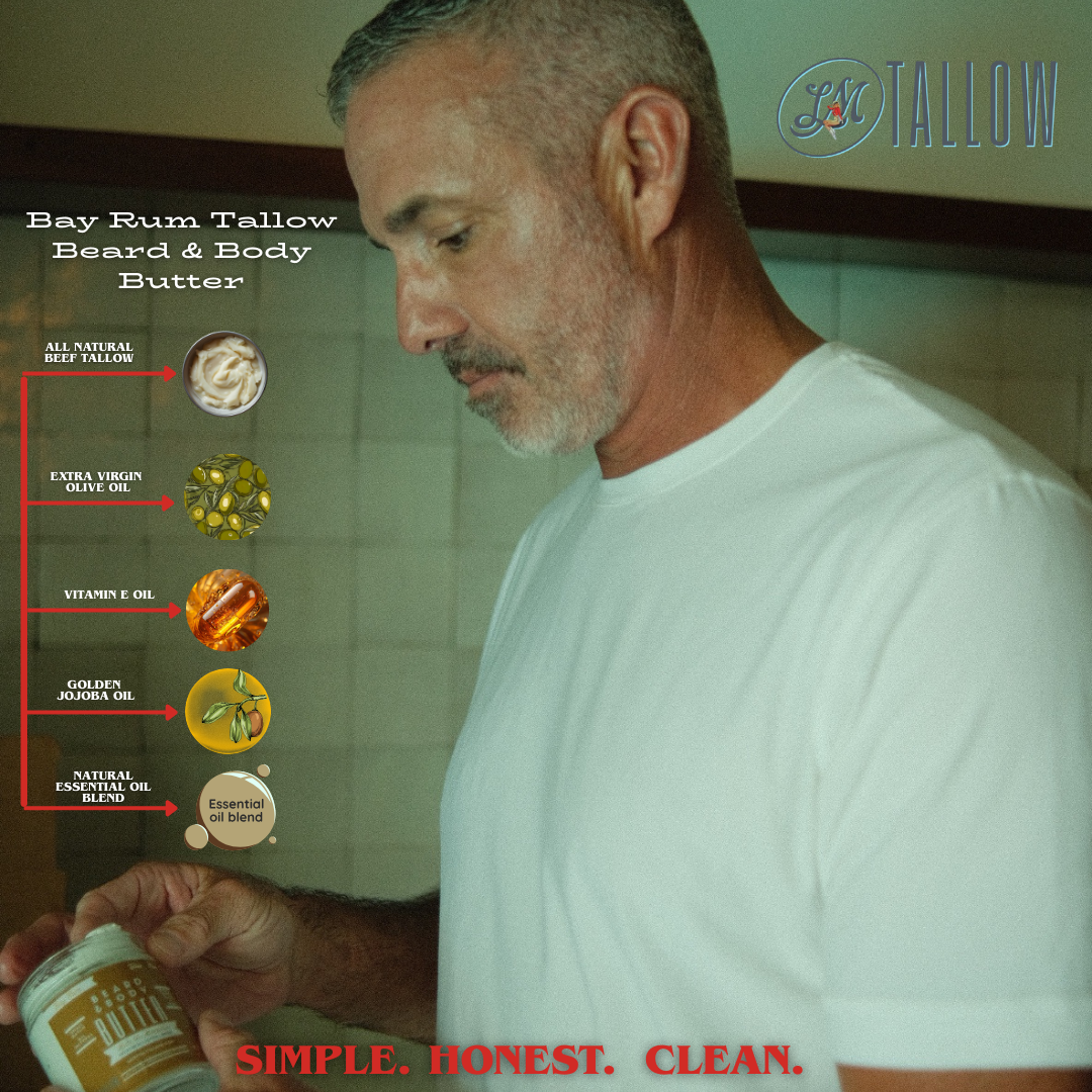 Bay Rum Beard & Body Butter for Men | Natural Tallow Moisturizer