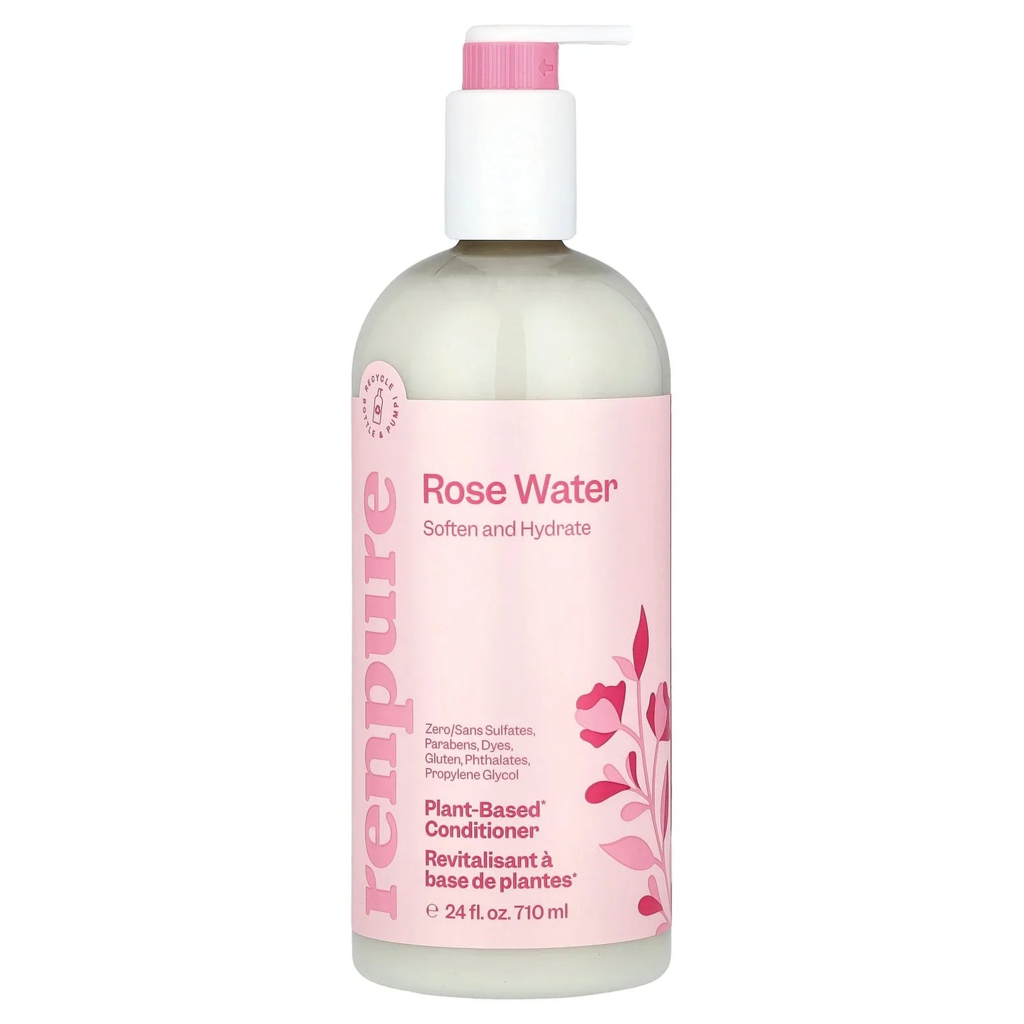 Renpure Rose Water Conditioner 24 fl oz – Natural Hydrating Formula for All Hair Types