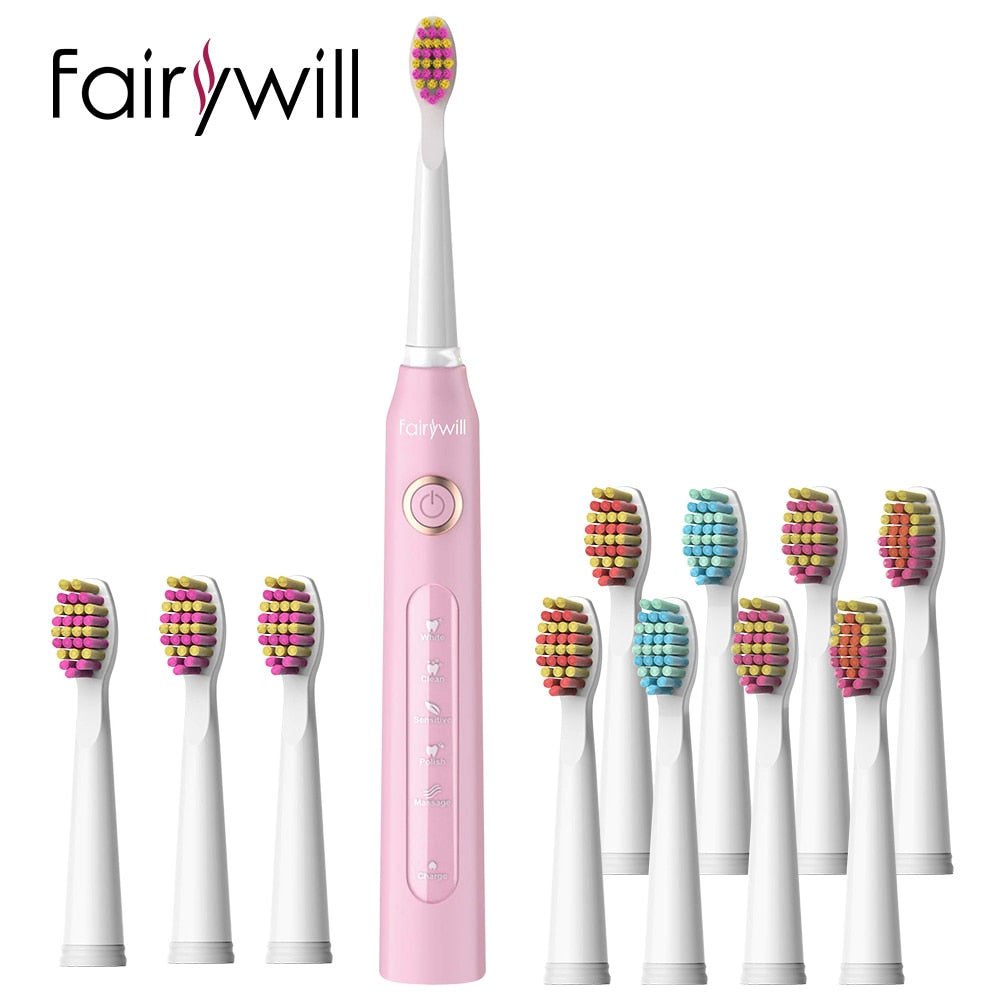 D7 Sonic Electric Toothbrushes with 5 Modes, Smart Timer, Rechargeable, and 8 Super Whitening Toothbrush Heads for Adults and Kids