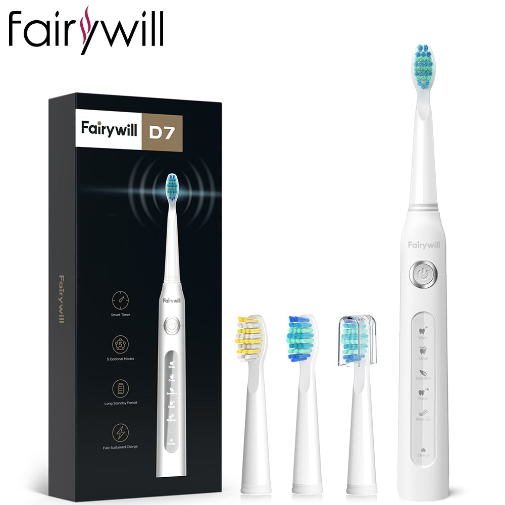 D7 Sonic Electric Toothbrushes with 5 Modes, Smart Timer, Rechargeable, and 8 Super Whitening Toothbrush Heads for Adults and Kids