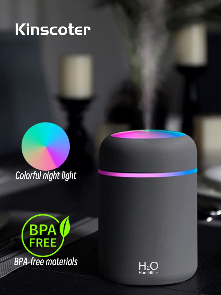 300ml H2O Air Humidifier Portable Mini USB Aroma Diffuser With Cool Mist For Bedroom Home Car Plants Purifier Humificador