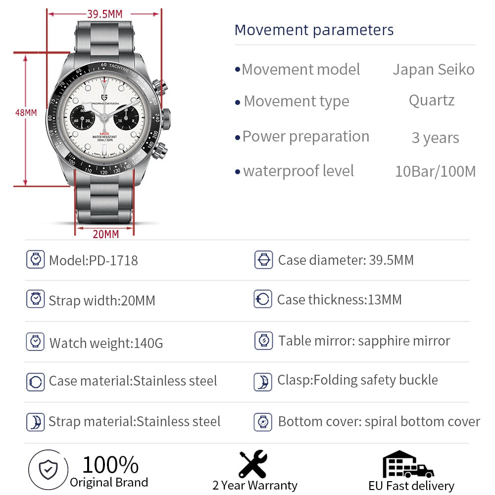Elevate Your Style: Unveiling the 2023 New BB Panda Retro Sport Chronograph Luxury Quartz Watch for Men with Sapphire Mirror and 10Bar Waterproof Design