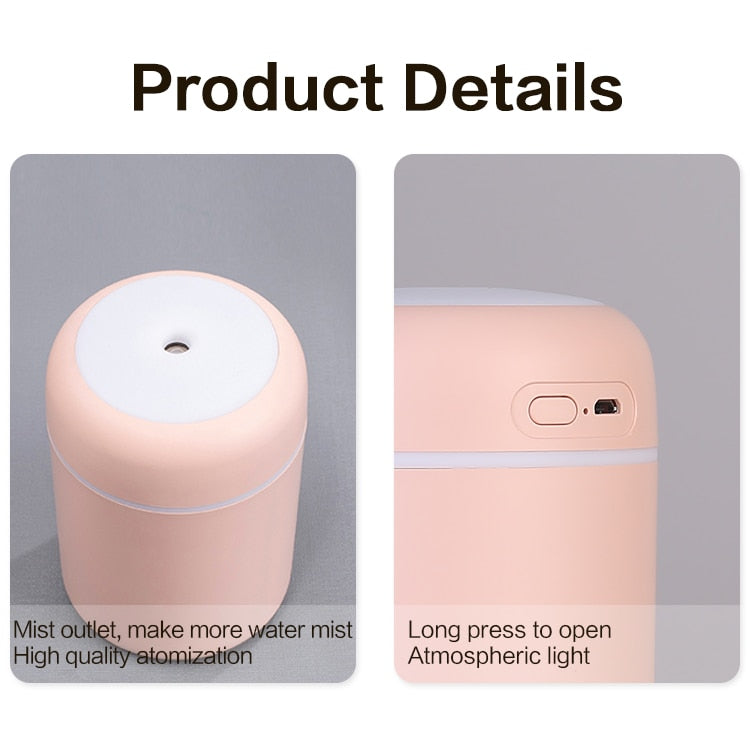 300ml H2O Air Humidifier Portable Mini USB Aroma Diffuser With Cool Mist For Bedroom Home Car Plants Purifier Humificador