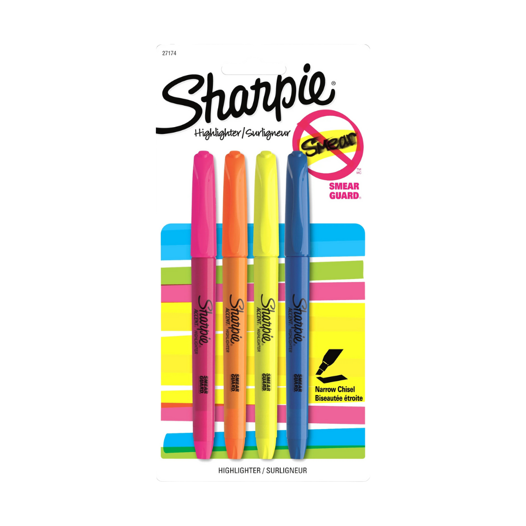 Sharpie Fine Point Highlighters (4 pack, Assorted Colors)