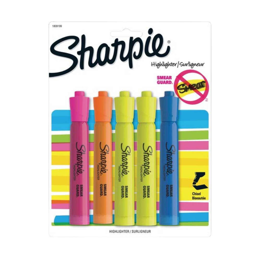Sharpie Tank Highlighters (5 pack, Assorted Colors)