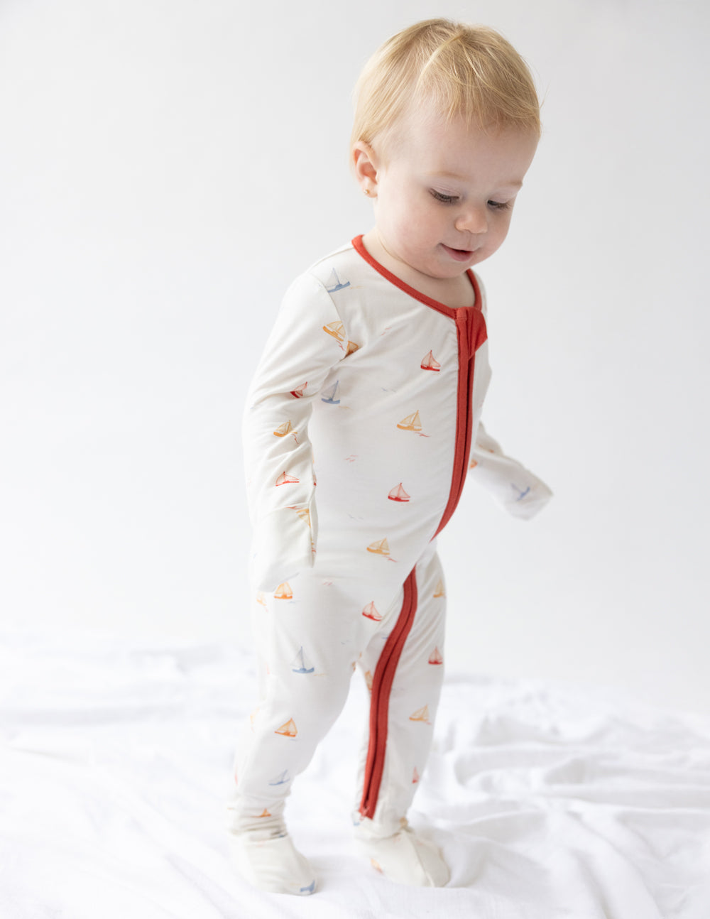 Sailboat Bamboo Convertible Footed Onesie