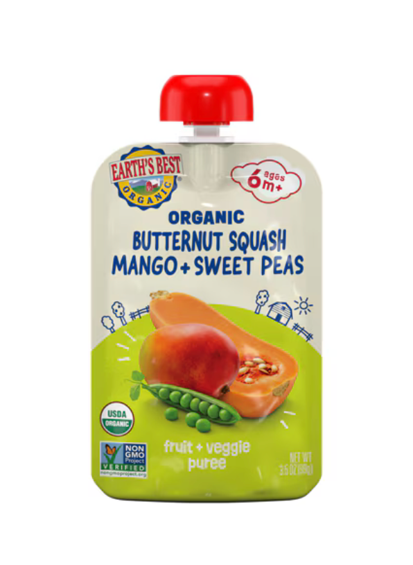 Earth's Best - Organic Butternut Squash Mango Pouch, 3.5 oz (Pack of 12) - Baby Food Pouches