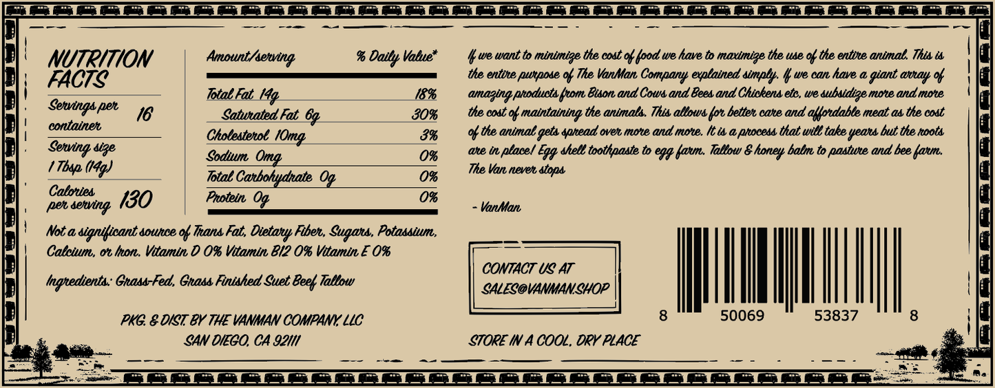 VanMan's Cooking Tallow - 9 oz