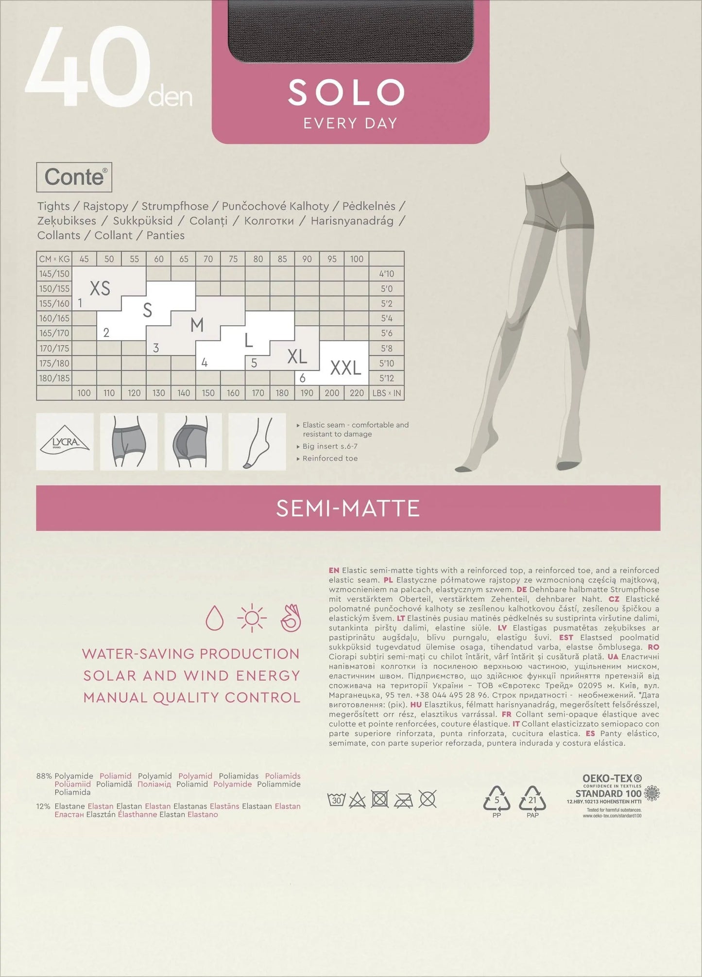 Tights Conte Solo 40 Den - Classic Pantyhose