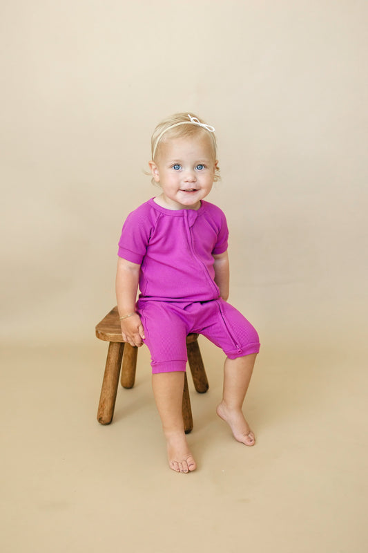 Solid Ribbed Bamboo Shorty Romper - more colors