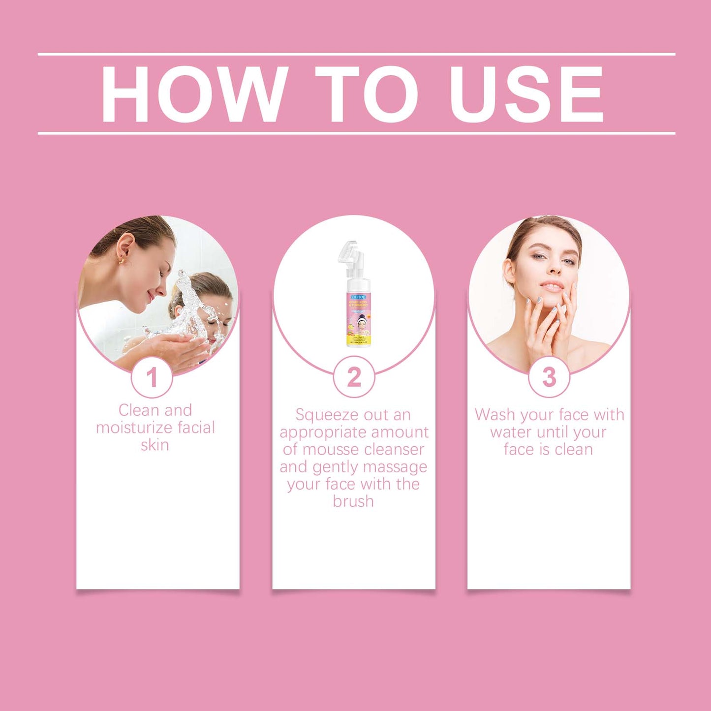OUHOE Kojic Acid Turmeric Mousse Cleanser Moisturizes And Locks Water Temperature And Cleanses Clear And Clear Skin Foam Cleanser