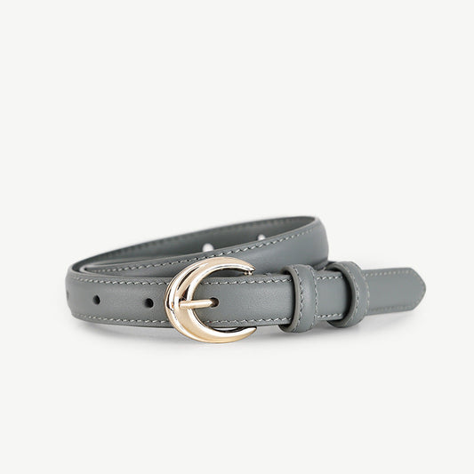 Leather Belt with Golden Buckle