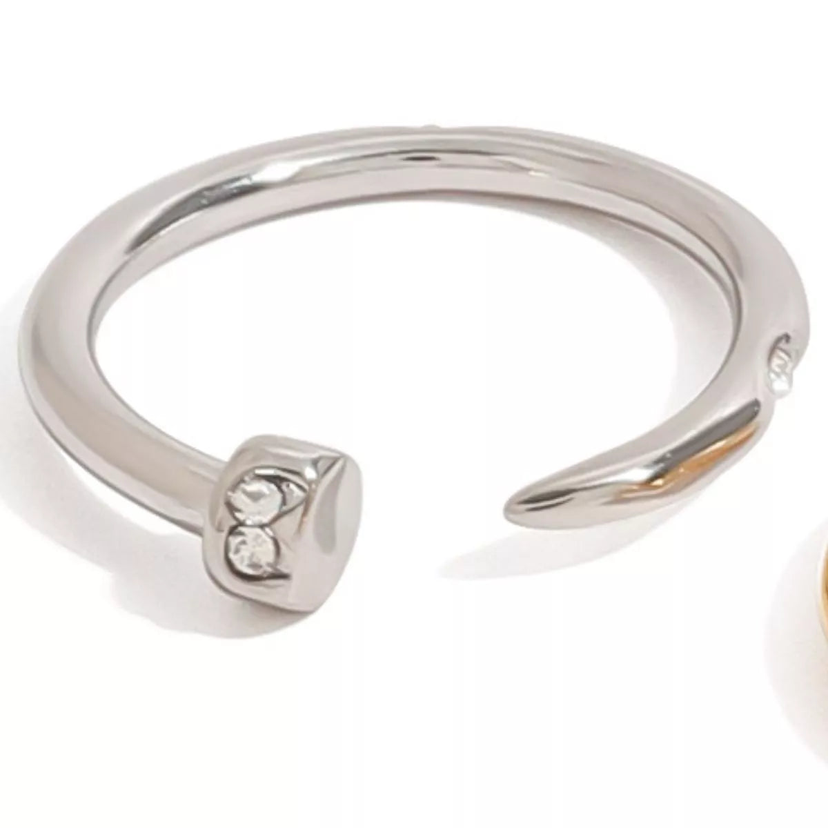 Stainless Steel Zircon Open Ring