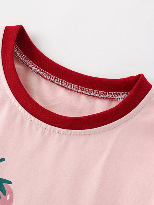 Children's Strawberry Print Ruffle Sleeve Casual Dress