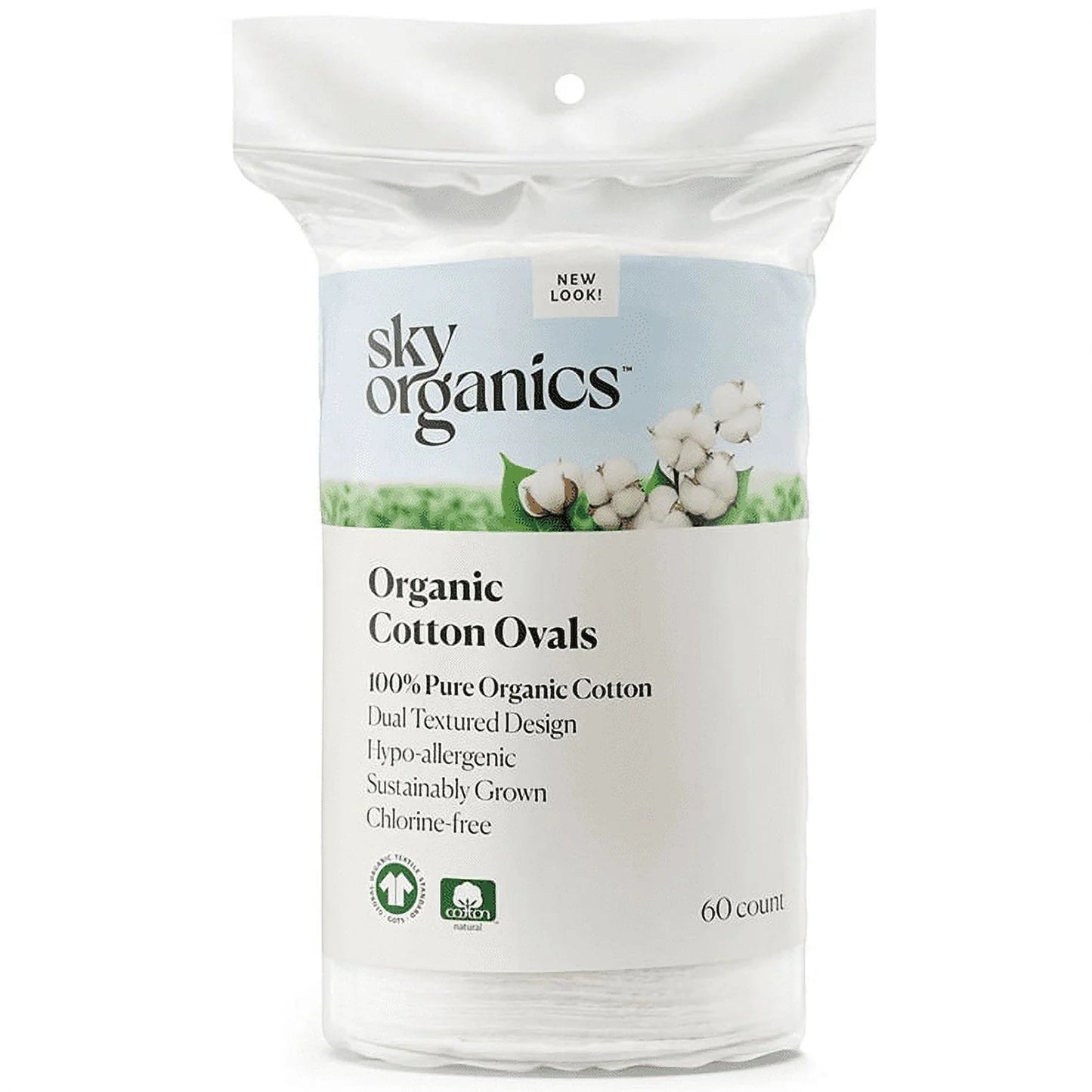 Sky Organics - Organic Cotton Ovals, 60 Count (Pack of 1) - Makeup Removal