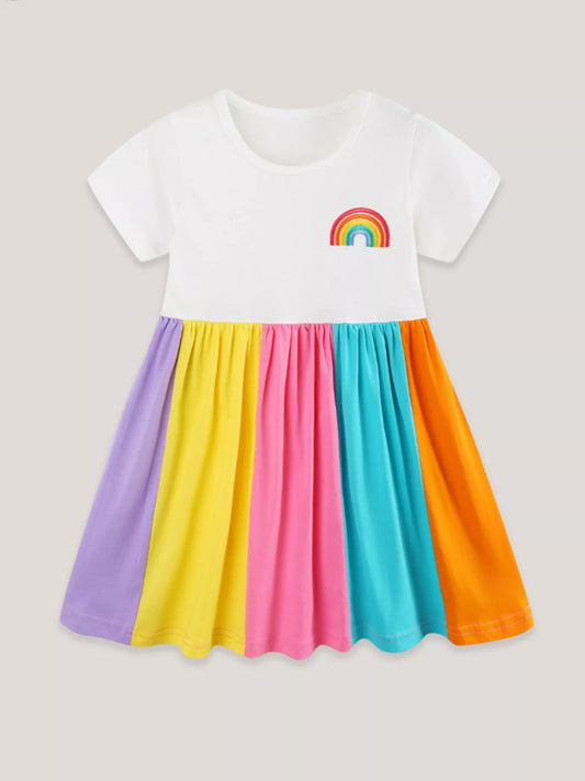 Children's Rainbow Striped Casual Dress