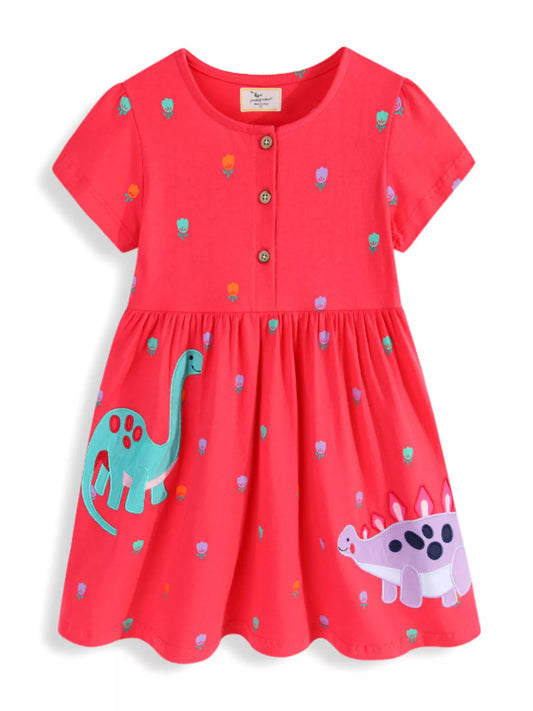 Children's Dinosaur Button-Front Dress
