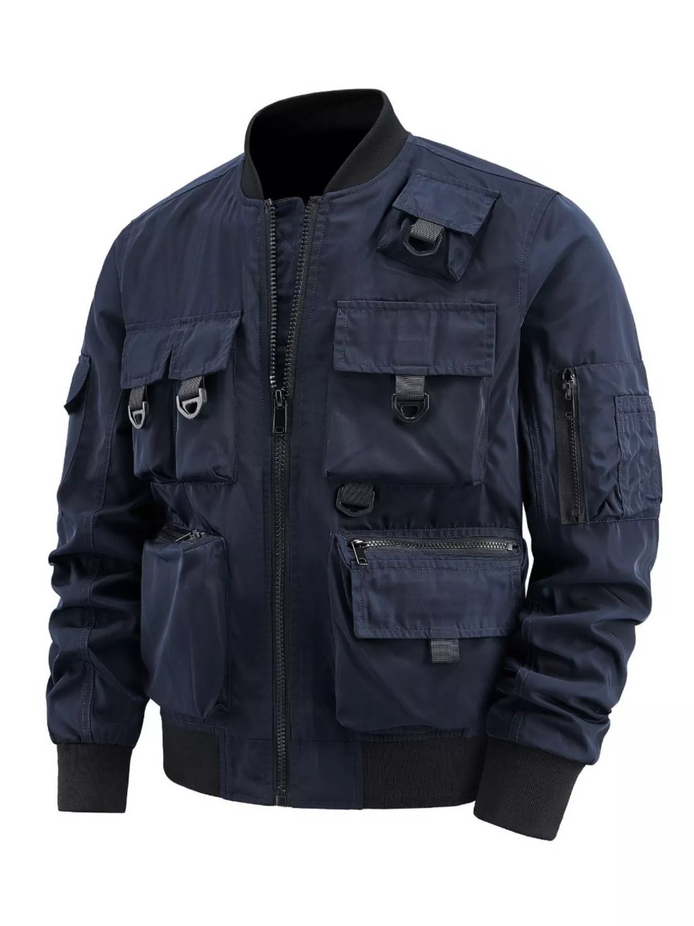 Men's Plus Size Multi-Pocket Tactical Bomber Jacket