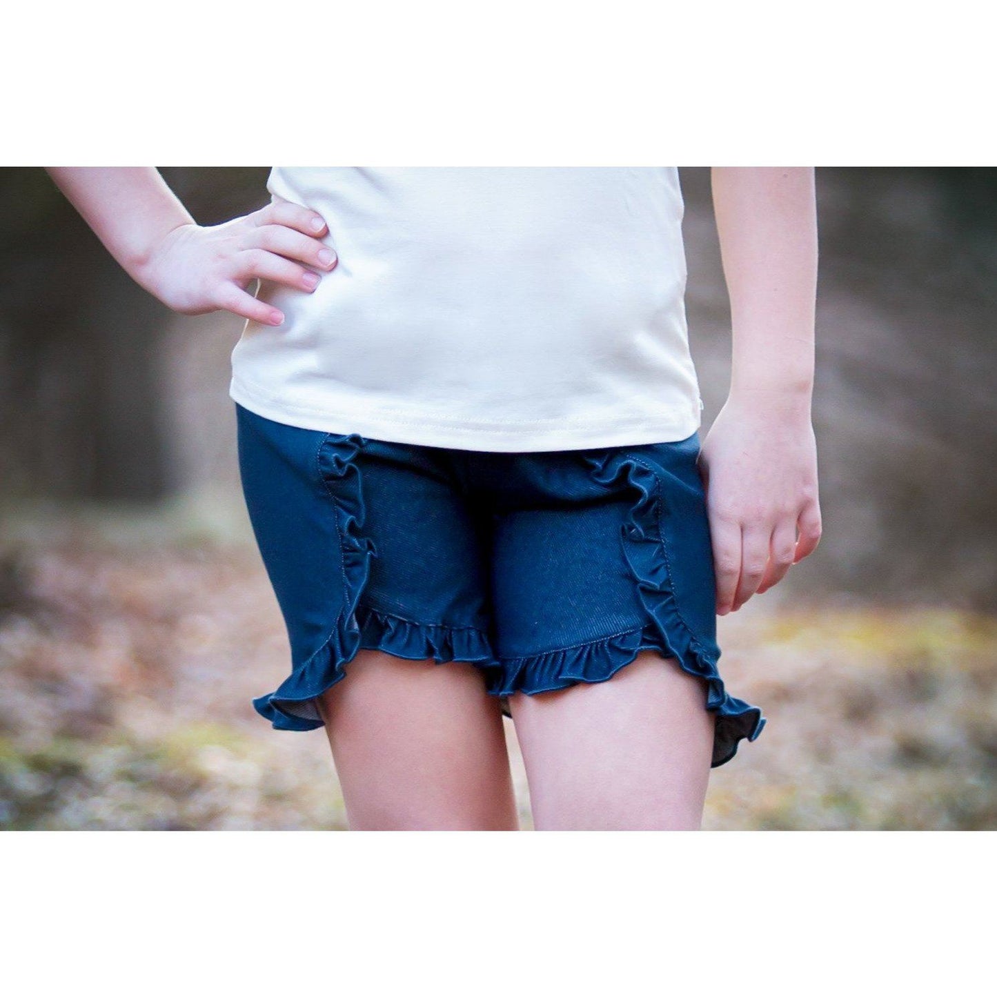 Flat Front Ruffled Denim Shorties 18m Only