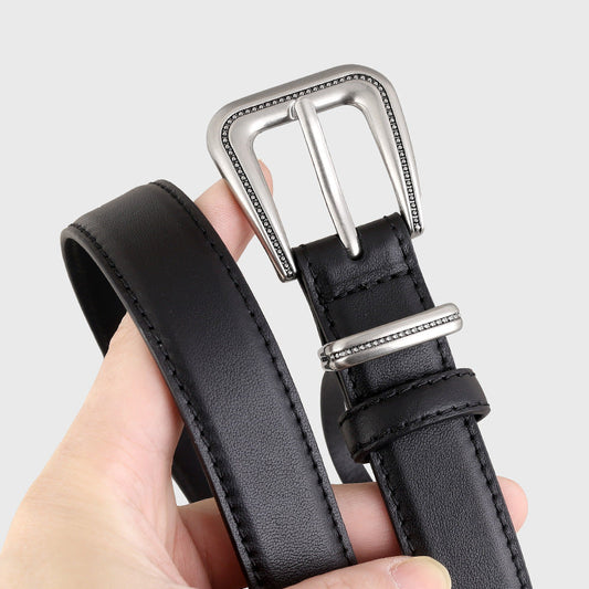 Leather Belt with Silver Buckle