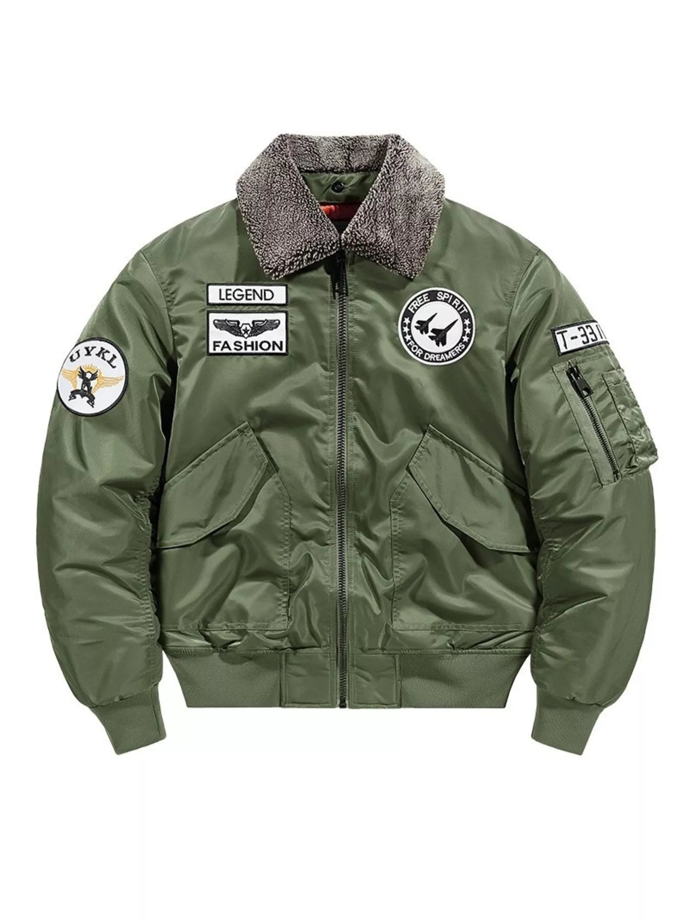 Men's Plus Size Embroidered Patches Bomber Jacket