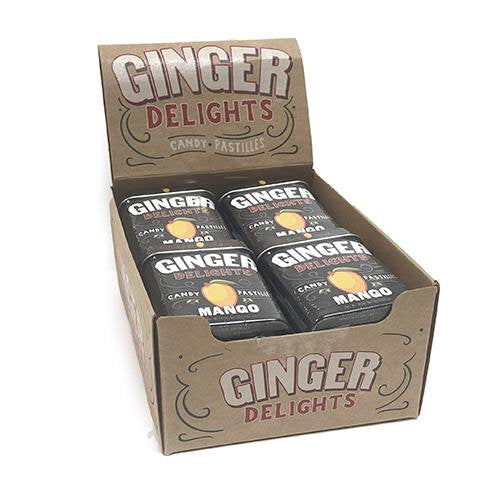 Ginger Delights Mango Ginger Candy, Spicy Sweet Pastilles, Fresh Breath, Long-Lasting, 12 Count x 1.07 Oz