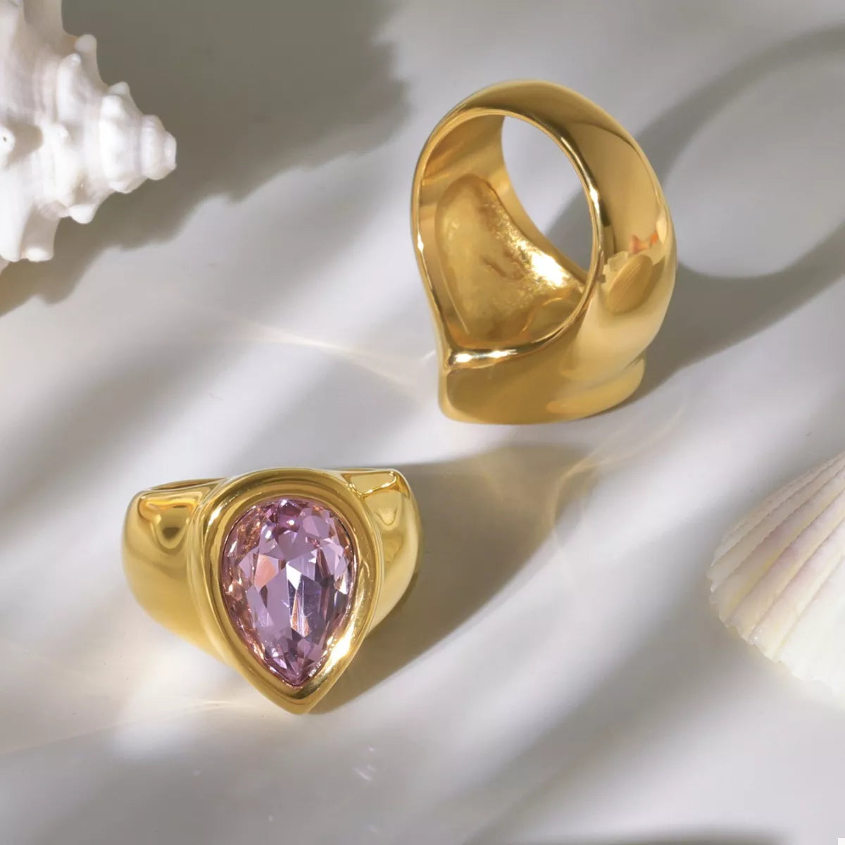 18K Gold-Plated Teardrop Zircon Ring