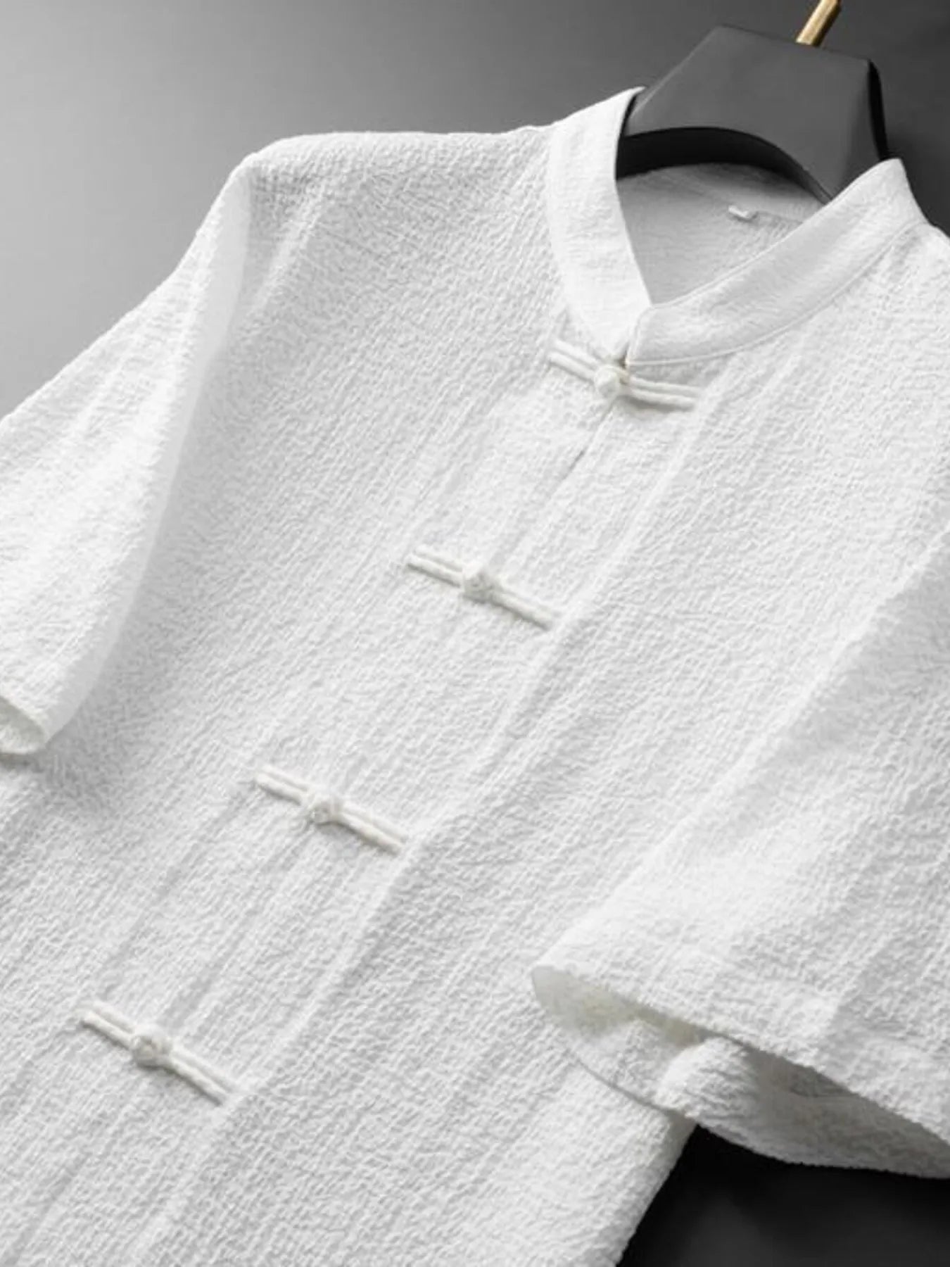 Men's Plus Size Button Up Short Sleeve Top and Pants Set