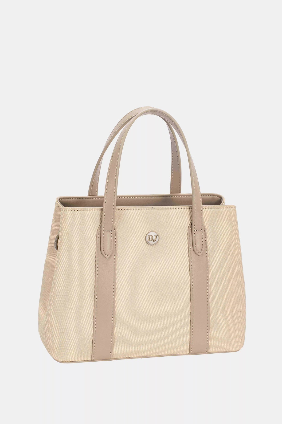 David Jones Canvas Handbag with Leather Trim