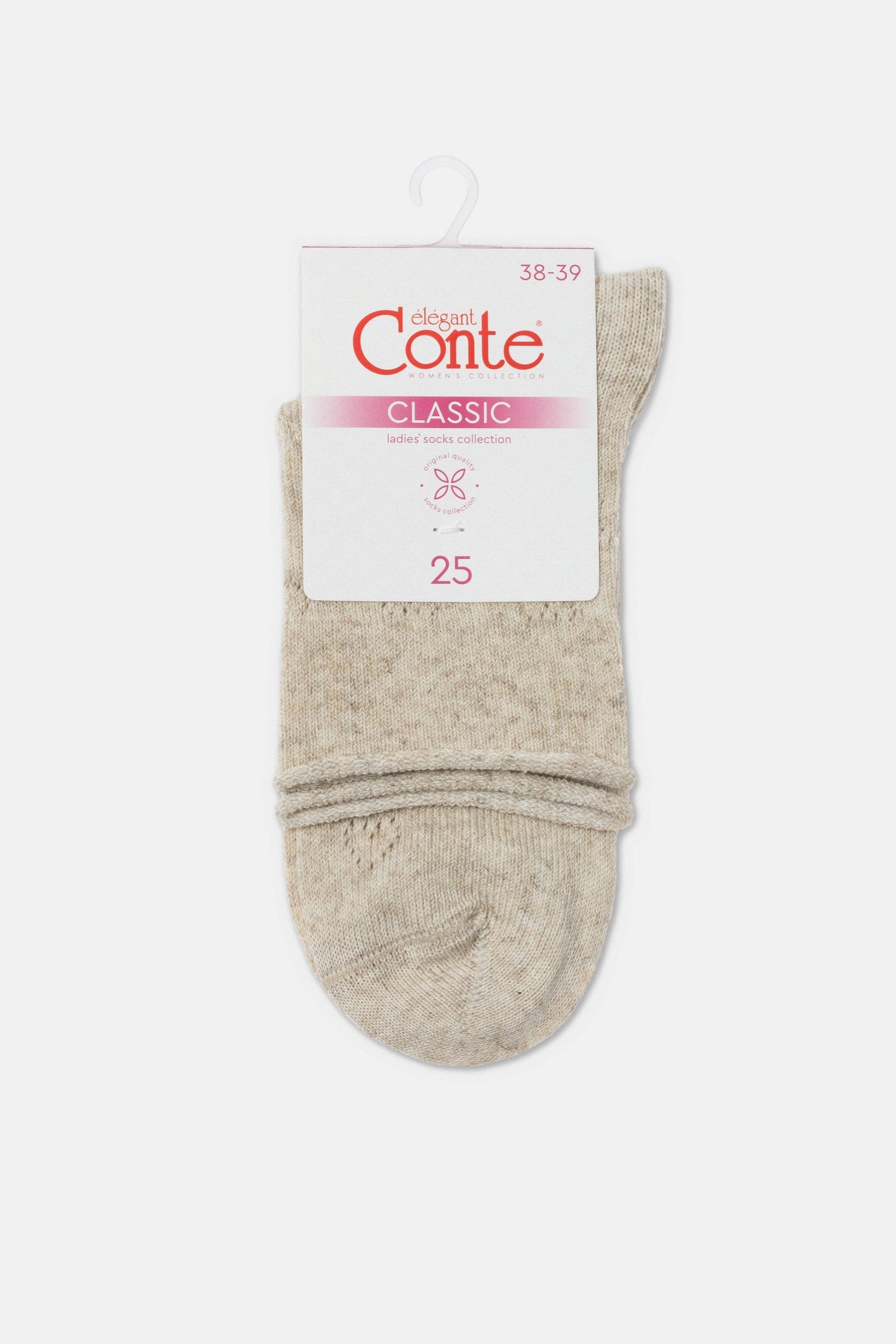 Cotton Linen Socks Conte Classic 542 - Hearts Pattern