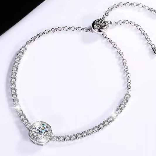 1 Carat Moissanite 925 Sterling Silver Chain Bracelet